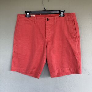 Todd Snyder Shorts 34 Red Oxford Surplus Chino Linen Blend Button Fly Coastal